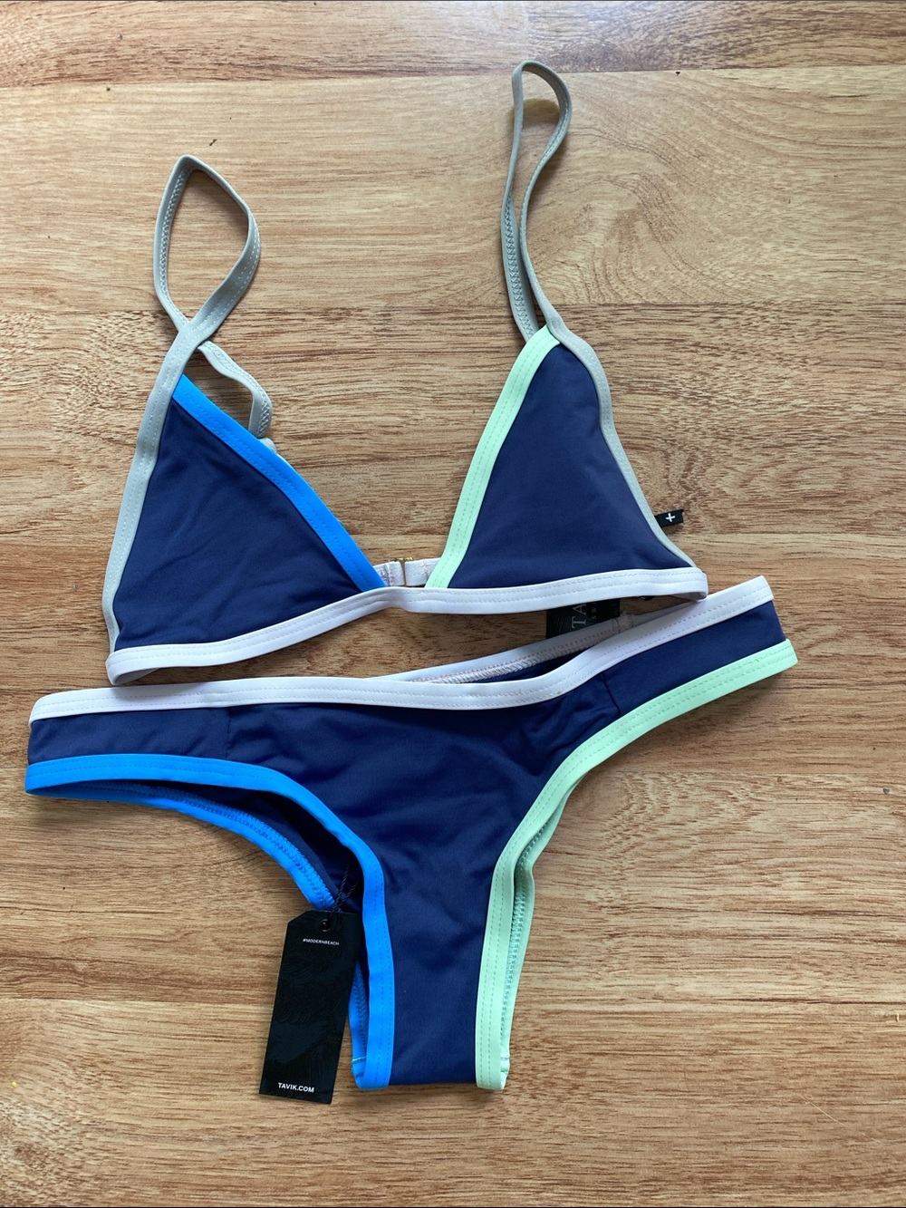 Tavik Color Blocked  Triangle Bikini  NWT